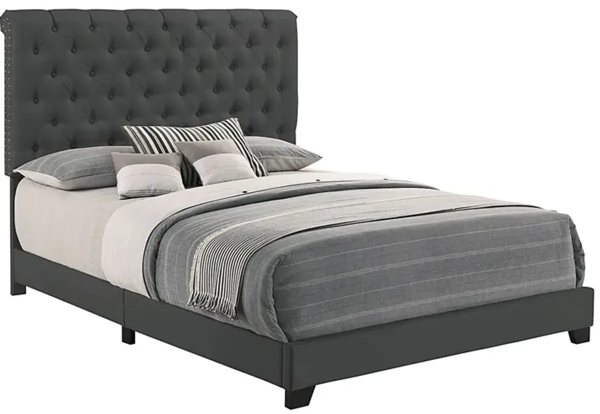 Albritt Dark Gray 3 Pc Twin Upholstered Bed