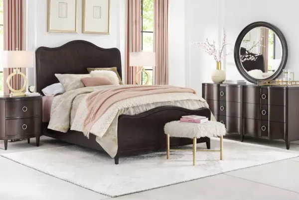 Bradbury Brown Cherry Finish 8 Pc Queen Panel Bedroom