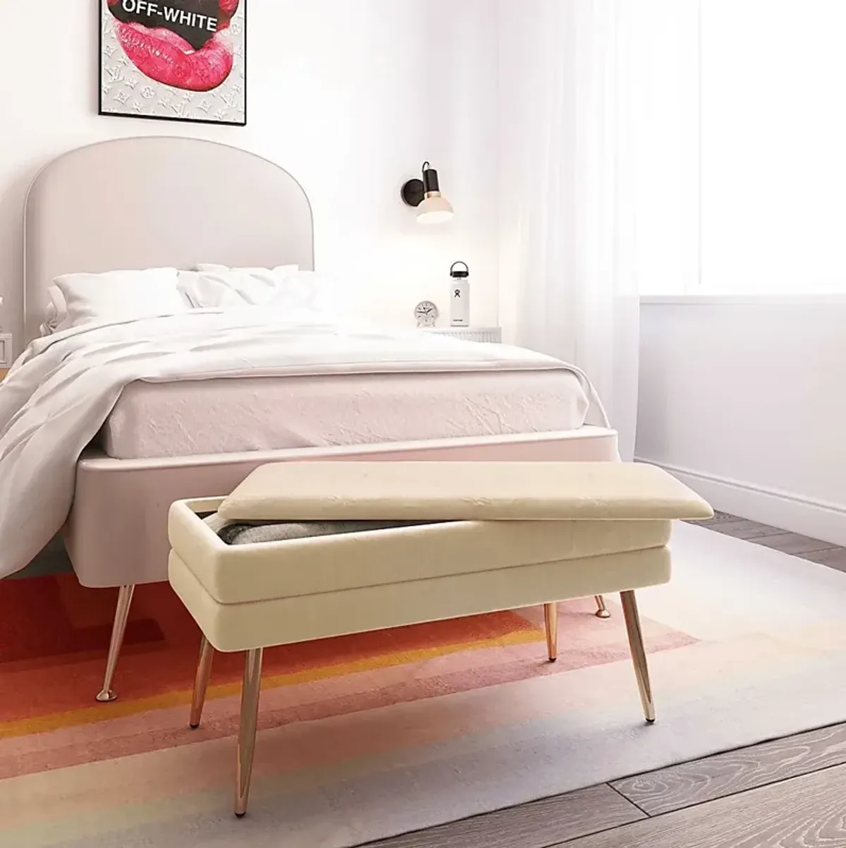 Eauclair Cream Storage Bench