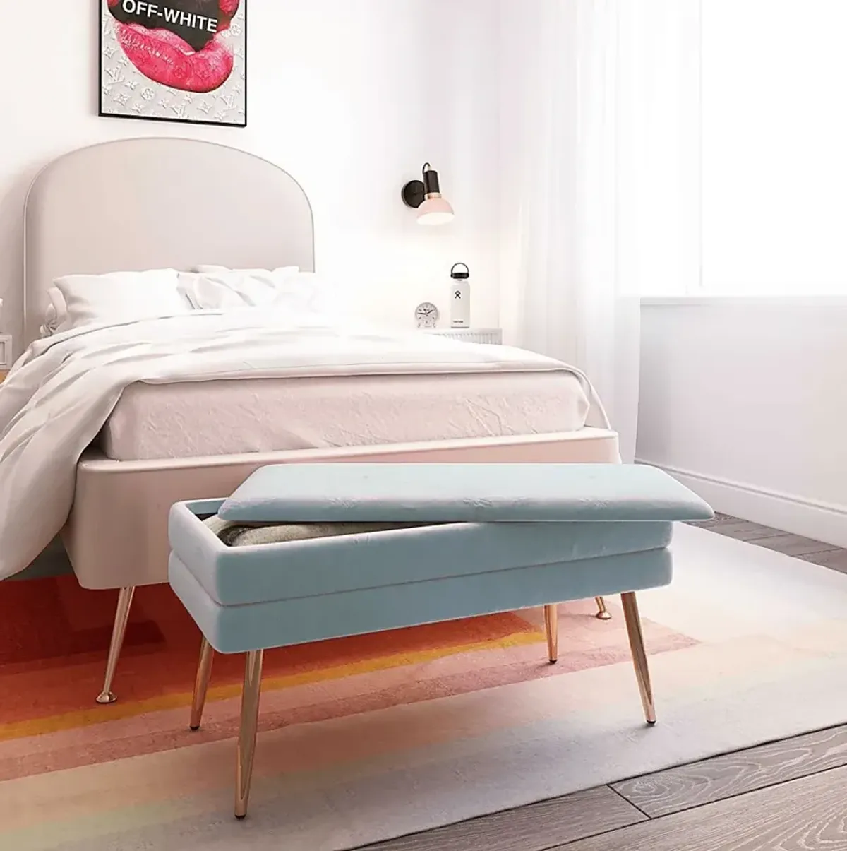 Eauclair Blue Storage Bench