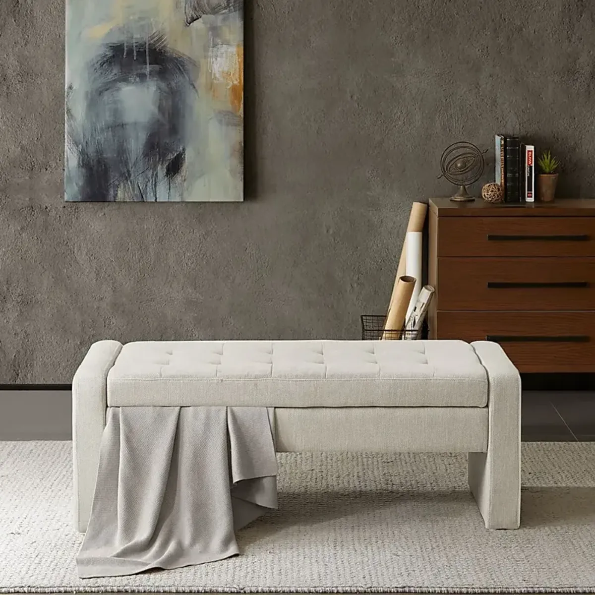 Etton Beige Storage Bench