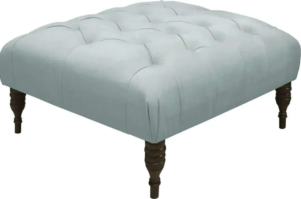 Shell Coast Blue Tufted Ottoman