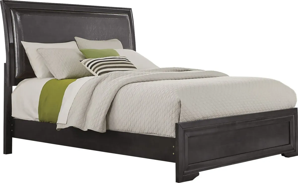 Belcourt Black 5 Pc Queen Upholstered Sleigh Bedroom