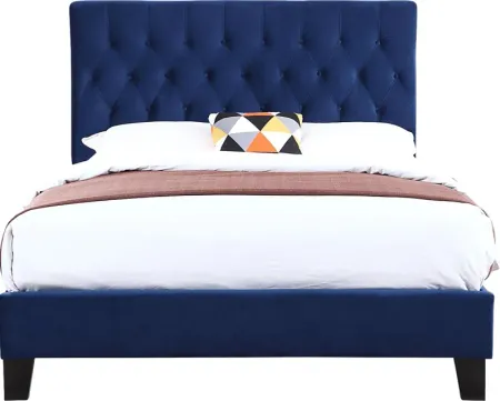 Emeline Navy Blue Queen Upholstered Bed