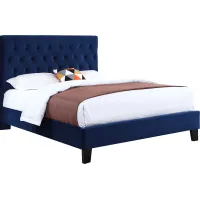 Emeline Navy Blue Queen Upholstered Bed