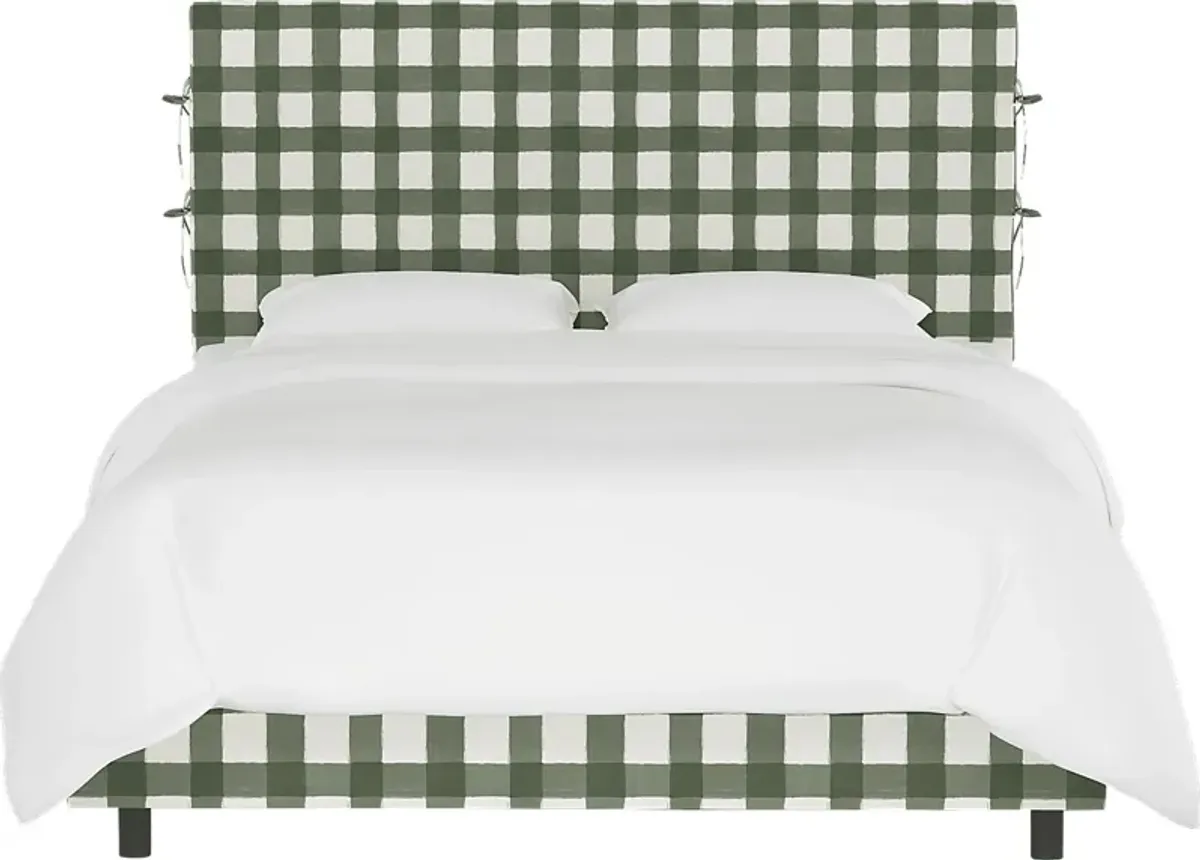 Deep Forest Sage Queen Upholstered Bed