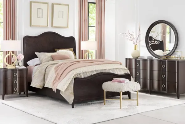 Bradbury Brown Cherry Finish 8 Pc Queen Panel Bedroom