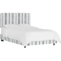Classical Notes White-Gray Queen Upholstered Bed