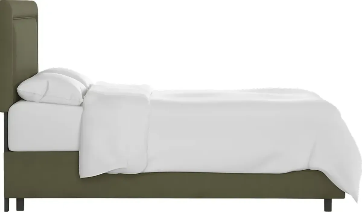 Sweet Plains Green Queen Upholstered Bed