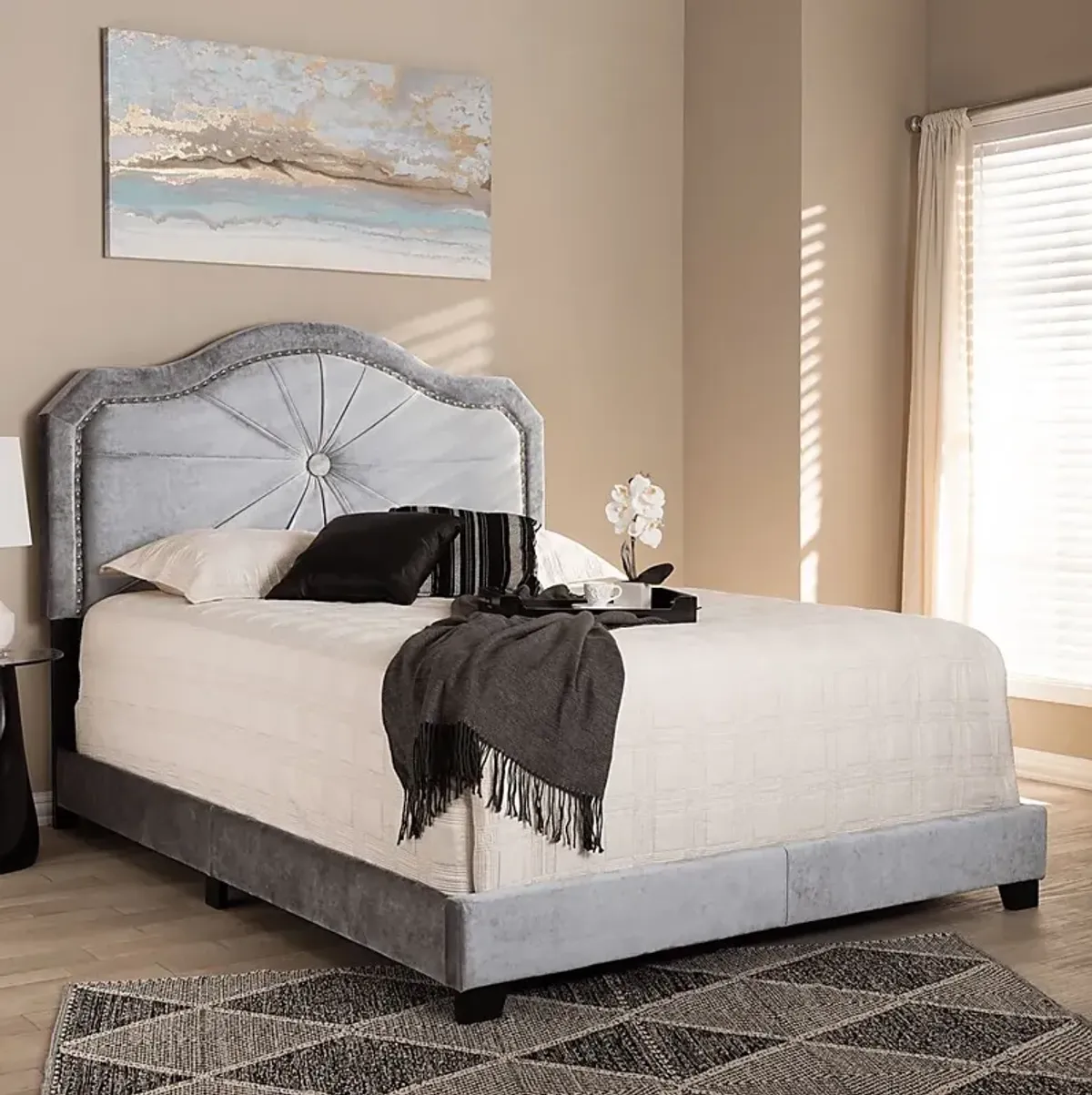 Elkdale Gray Full Upholstered Bed