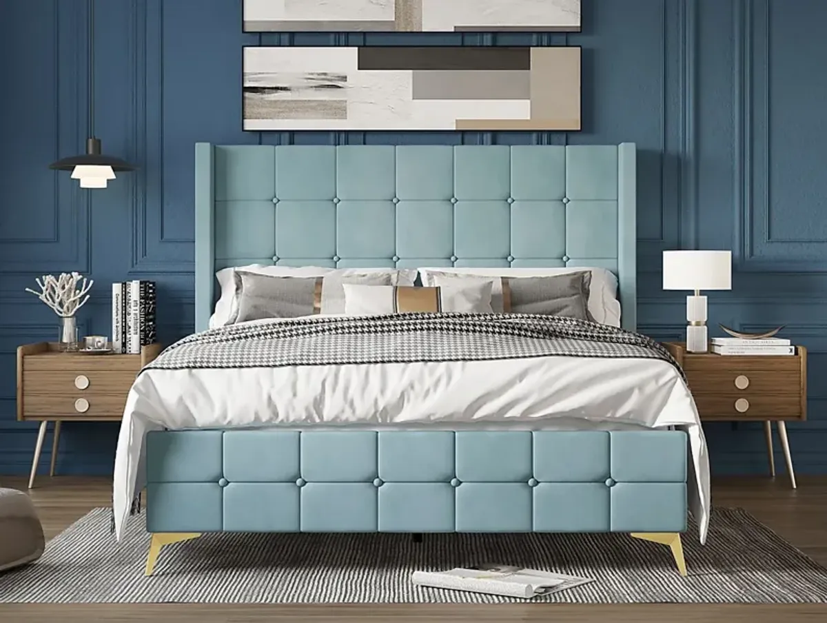 Allpeina Blue Queen Bed