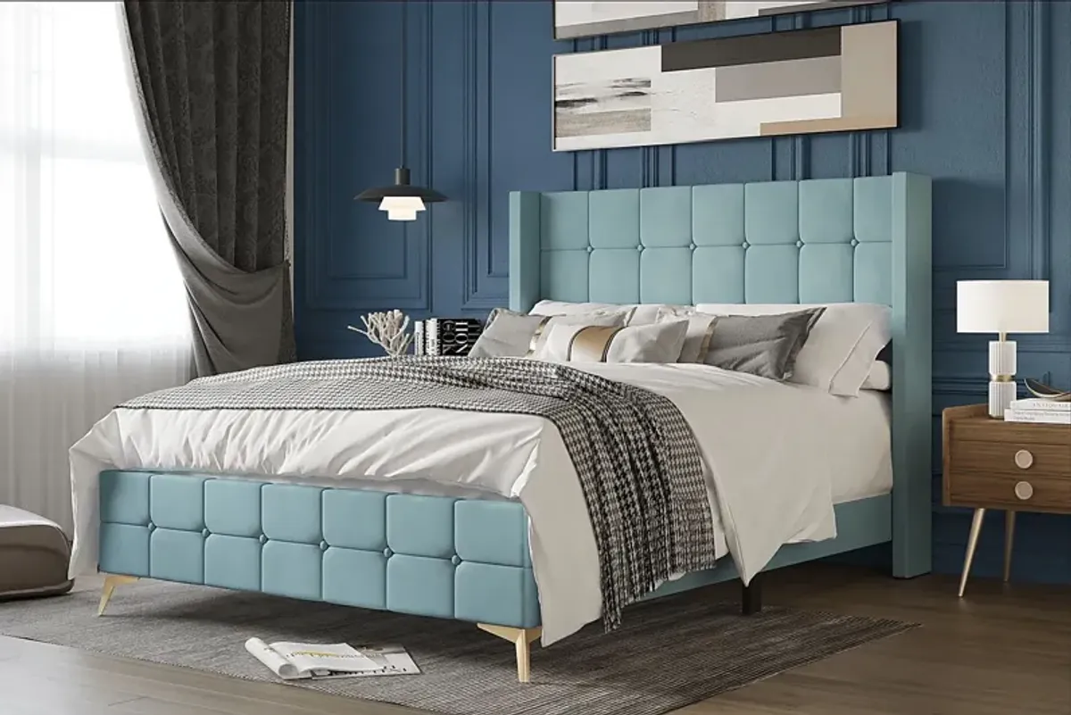 Allpeina Blue Queen Bed