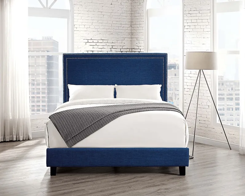 Draeger Blue Queen Platform Bed