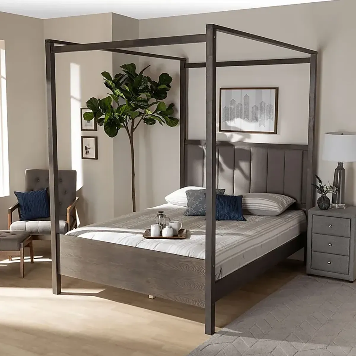 Lelane Gray King Canopy Bed