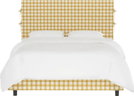 Cottage Charm Yellow King Upholstered Bed