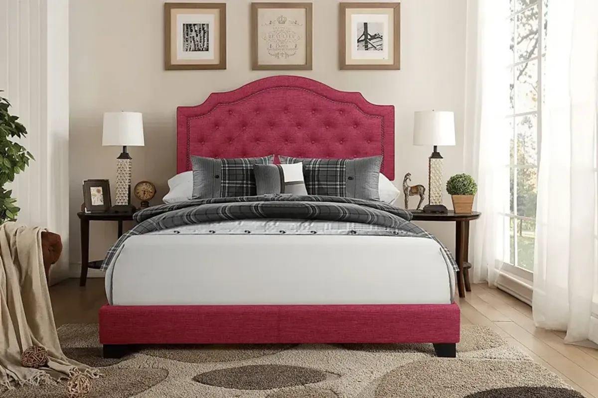 Bowerton Pink Queen Upholstered Bed