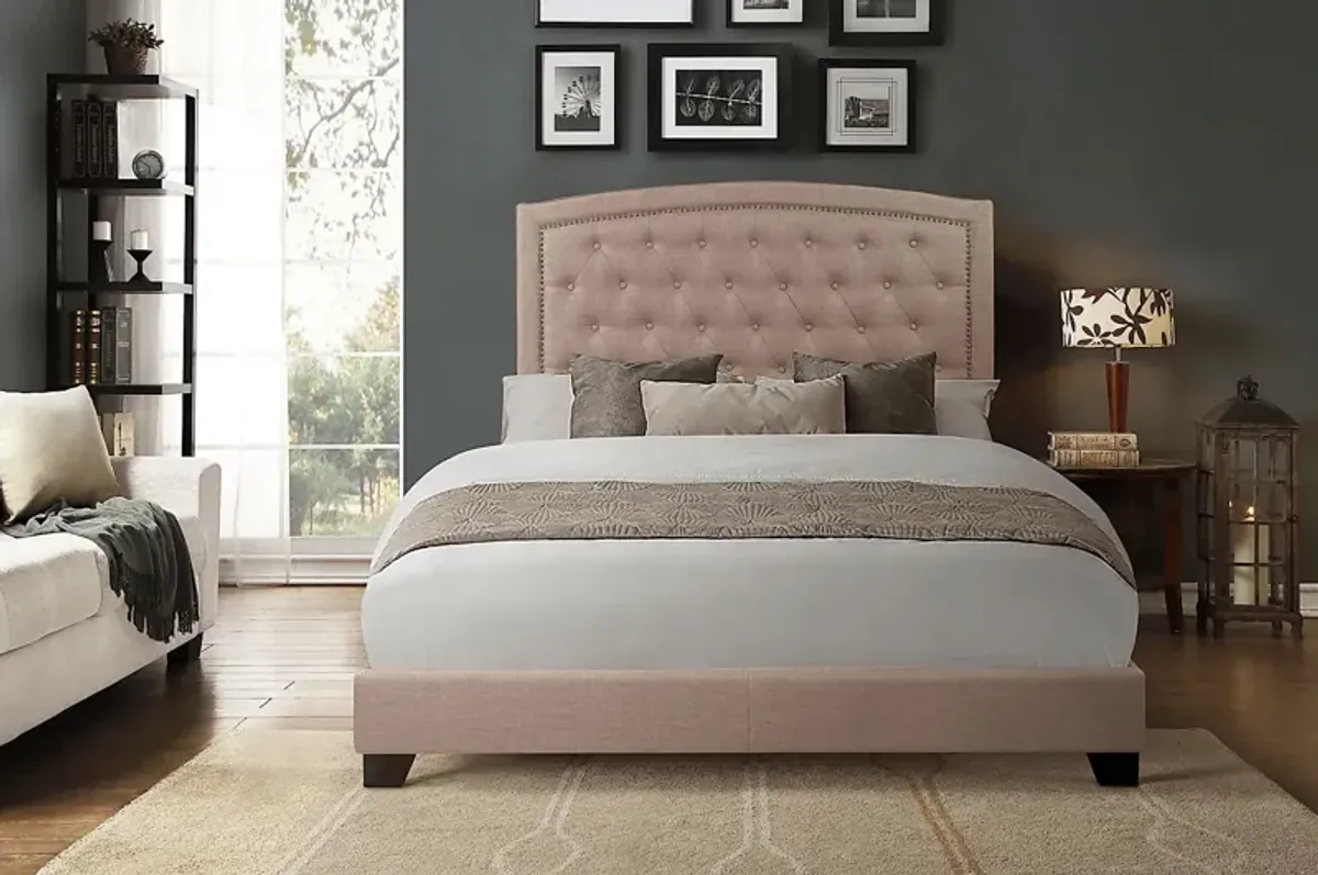 Juneberry Beige Queen Upholstered Bed