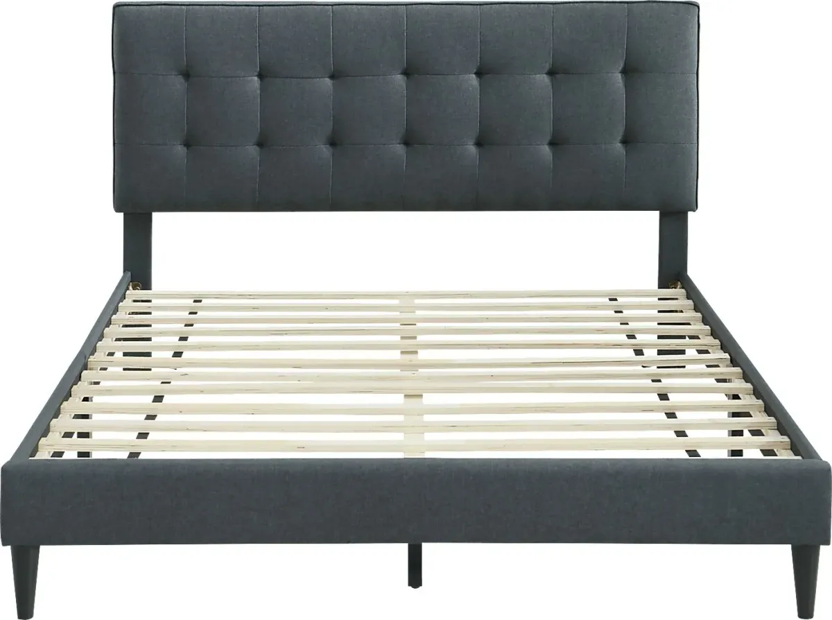 Tubae Charcoal Upholstered Queen Bed