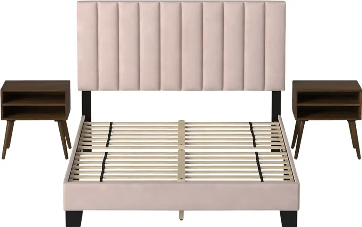 Kekoa Blush 3 Pc Queen Platform Bed