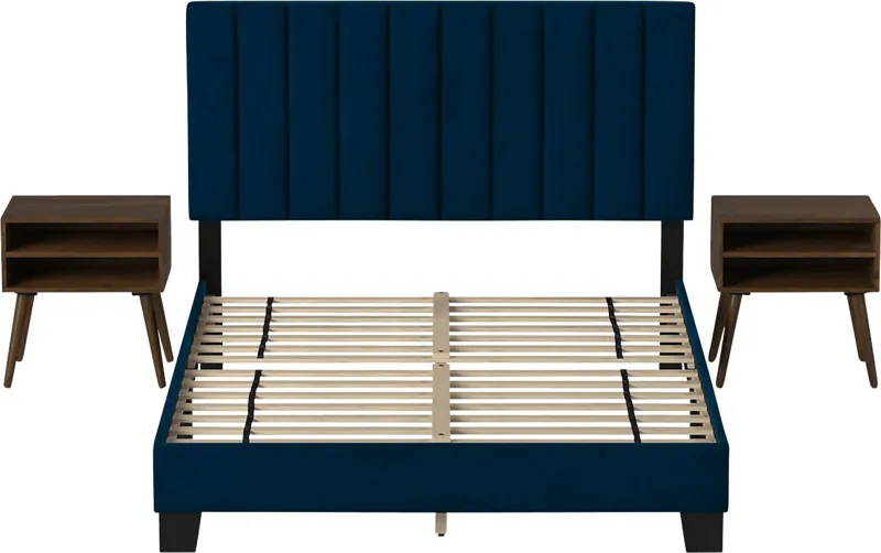 Kekoa Navy 3 Pc Queen Platform Bed