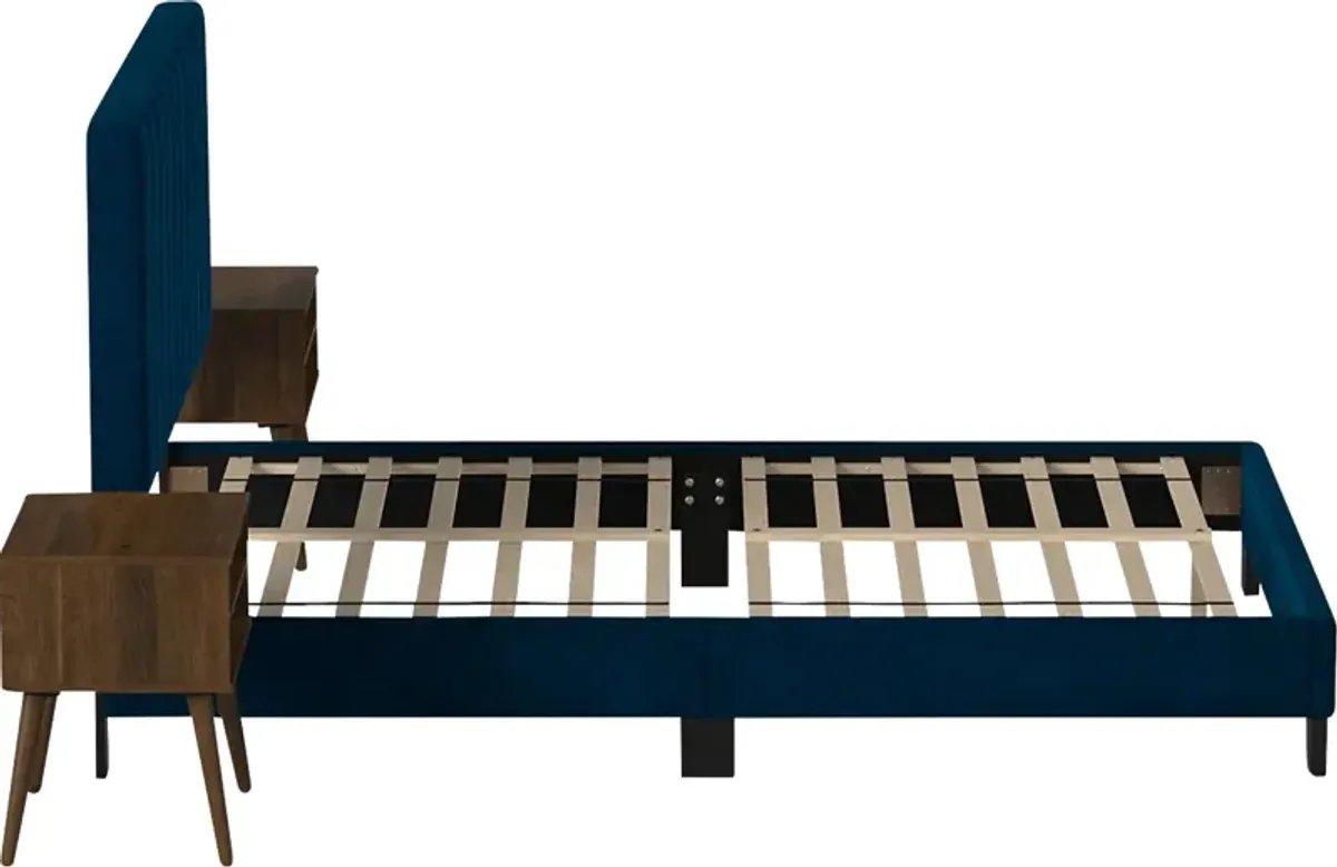 Kekoa Navy 3 Pc Queen Platform Bed