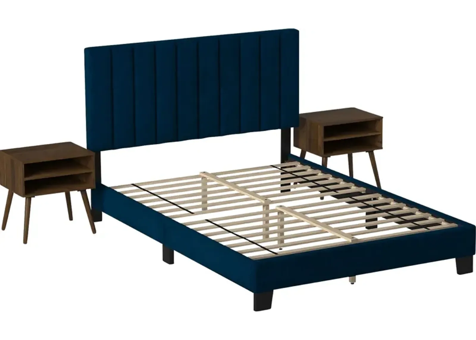 Kekoa Navy 3 Pc Queen Platform Bed