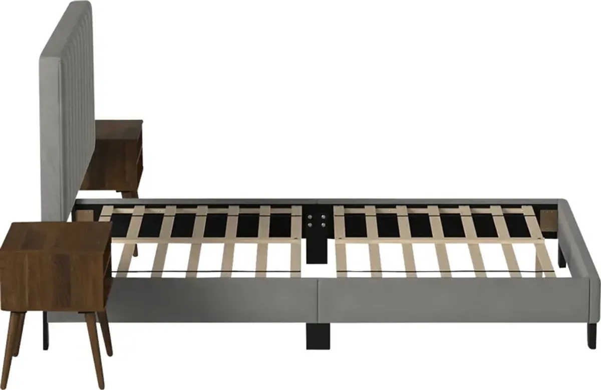 Kekoa Gray 3 Pc Queen Platform Bed