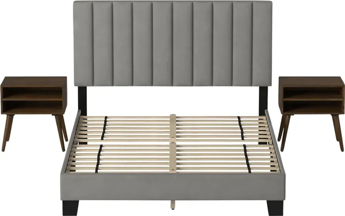 Kekoa Gray 3 Pc Queen Platform Bed