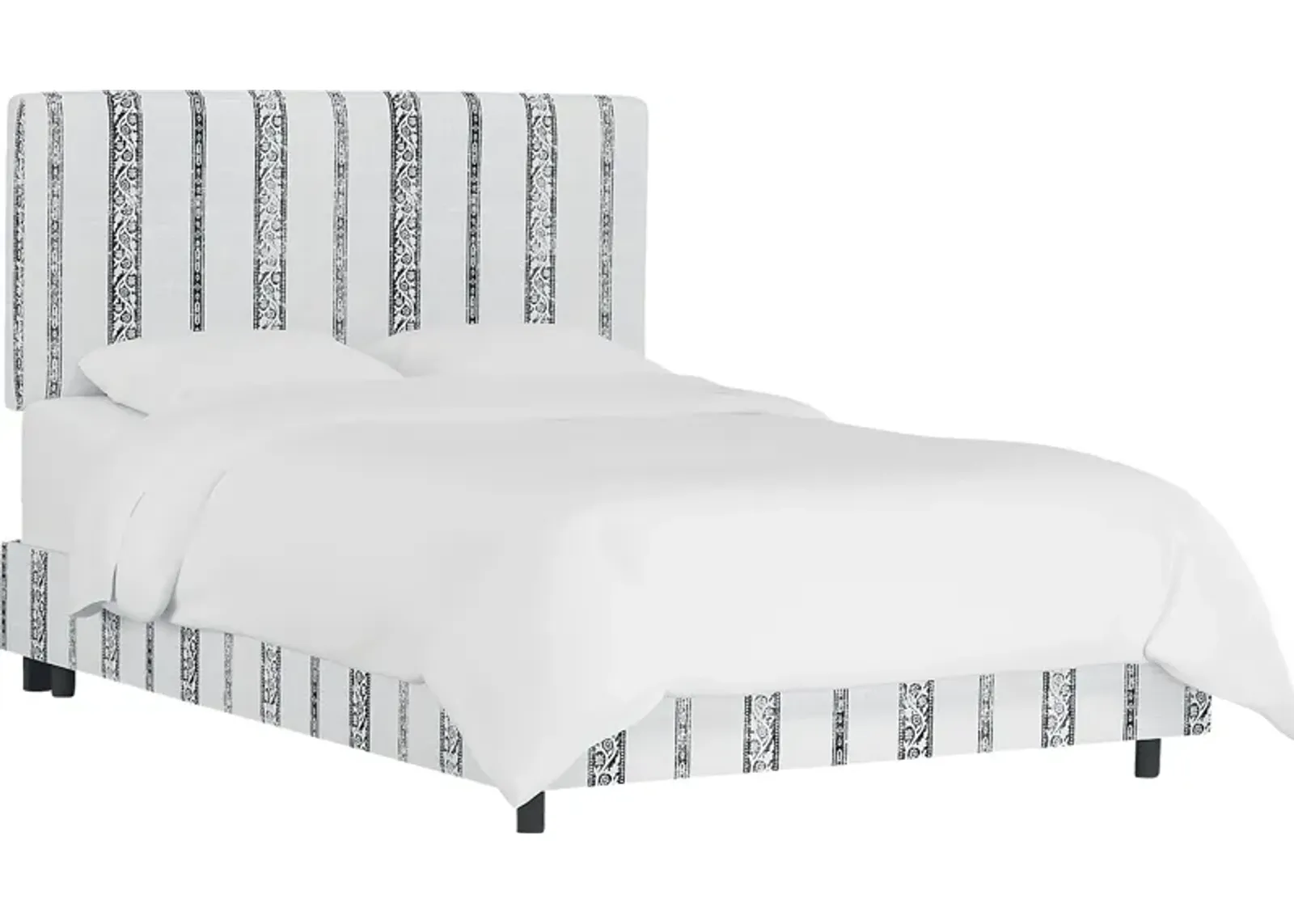 Classical Notes White-Gray King Upholstered Bed