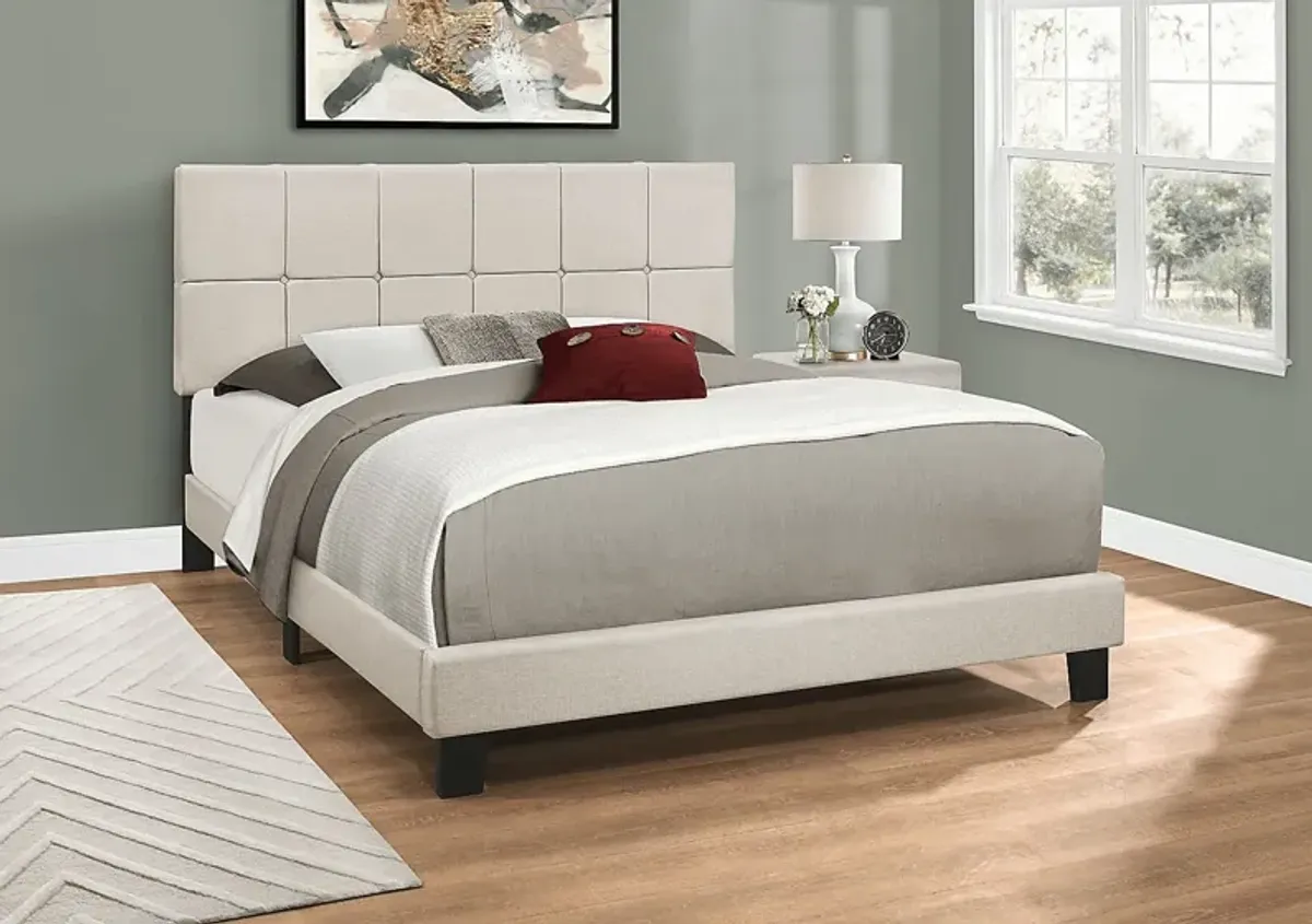 Aripeka Beige Queen Upholstered Bed