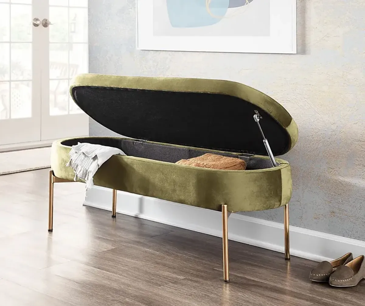 Chardan Green Storage Bench