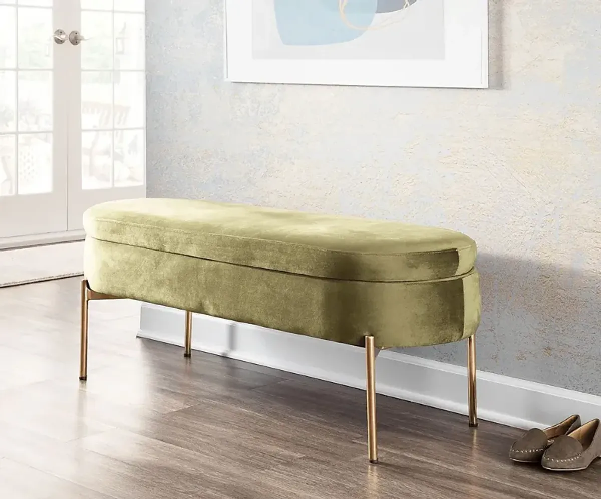 Chardan Green Storage Bench