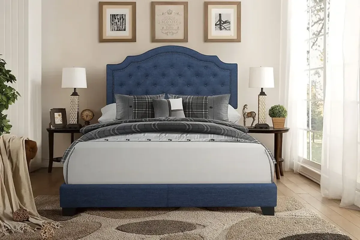 Bowerton Blue King Upholstered Bed