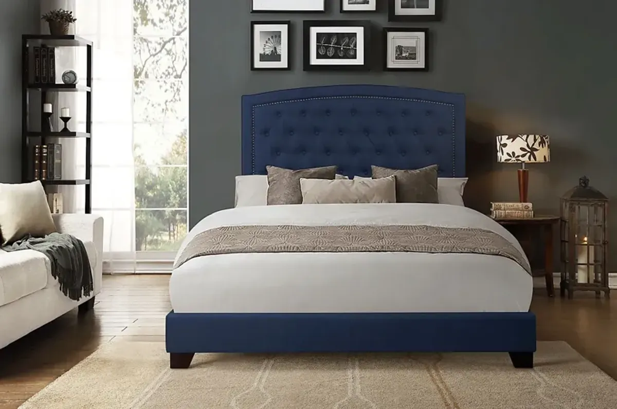 Juneberry Blue King Upholstered Bed