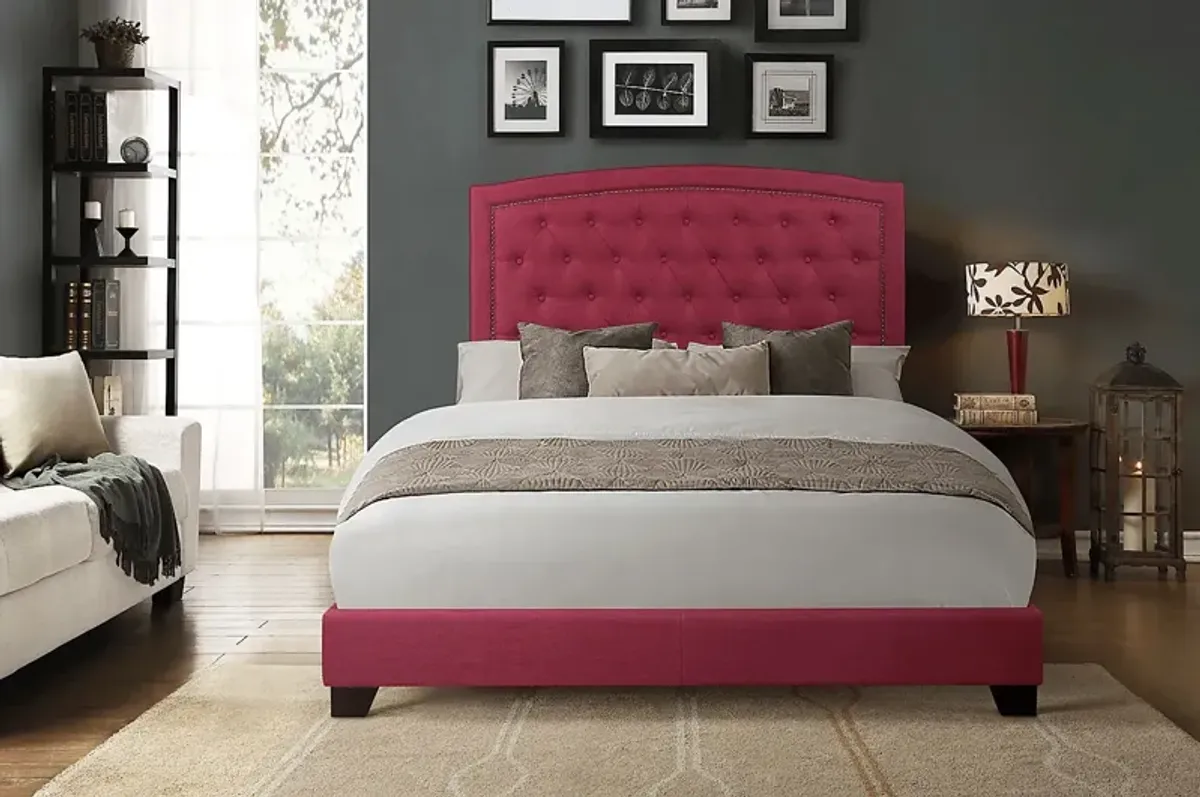 Juneberry Pink King Upholstered Bed