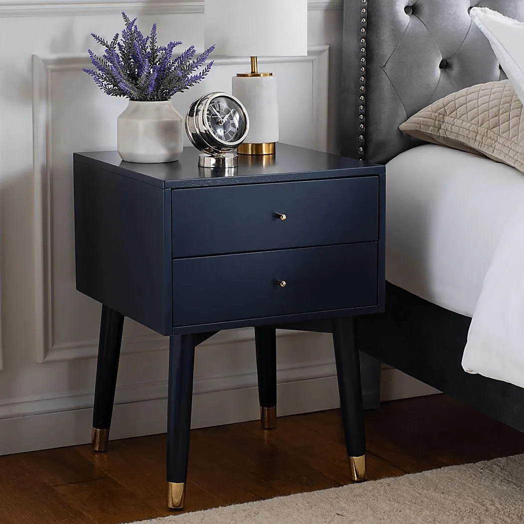 Idamor Navy Nightstand