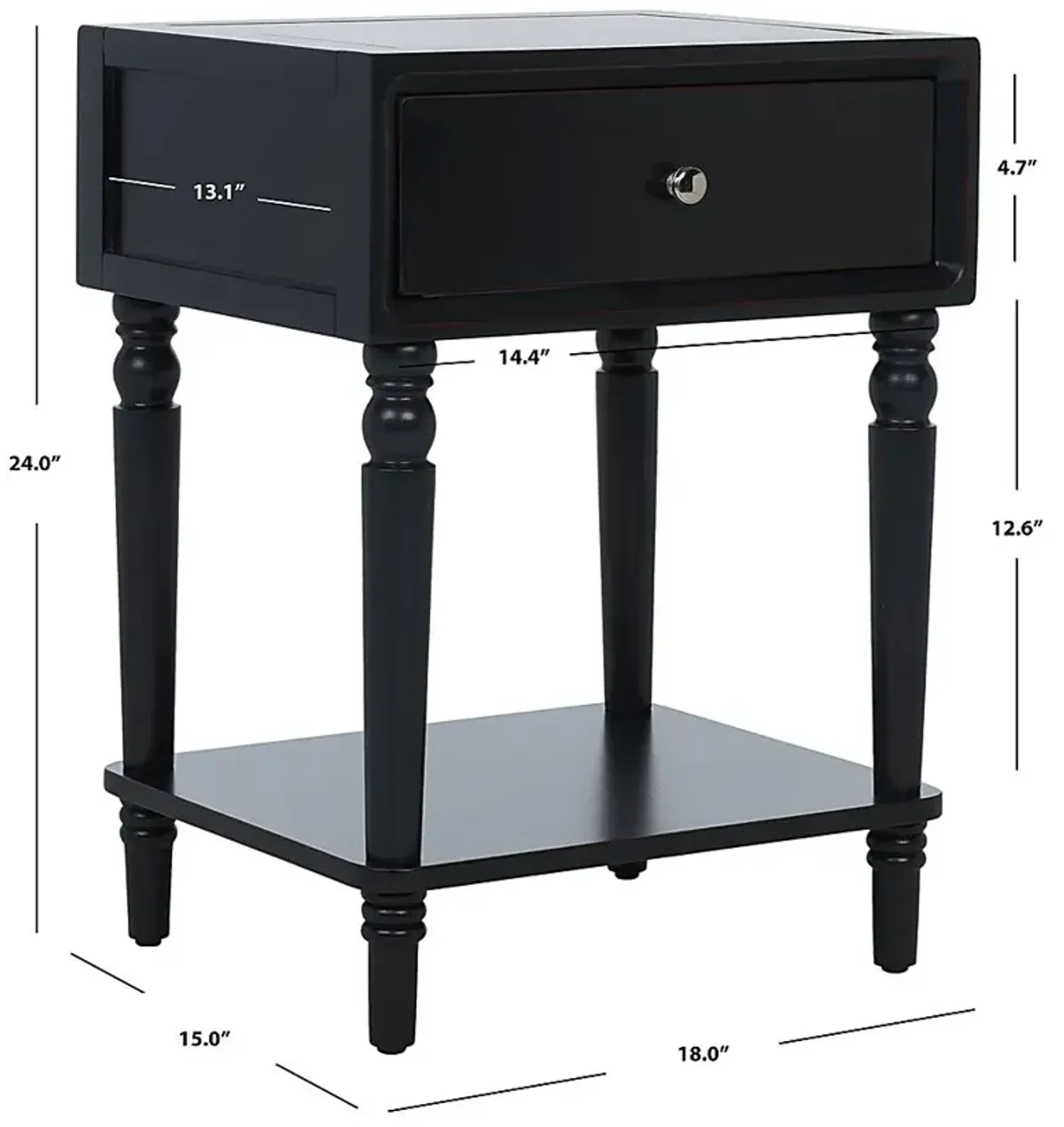 Wateree Black Nightstand