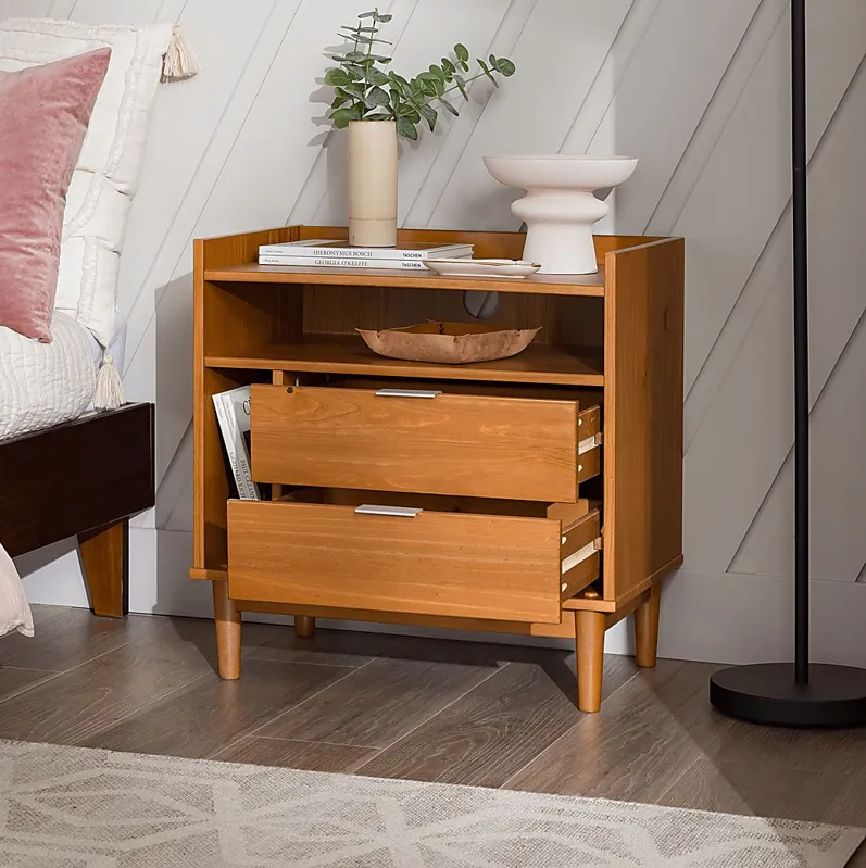 Symelo 2 Drawer Brown Nightstand