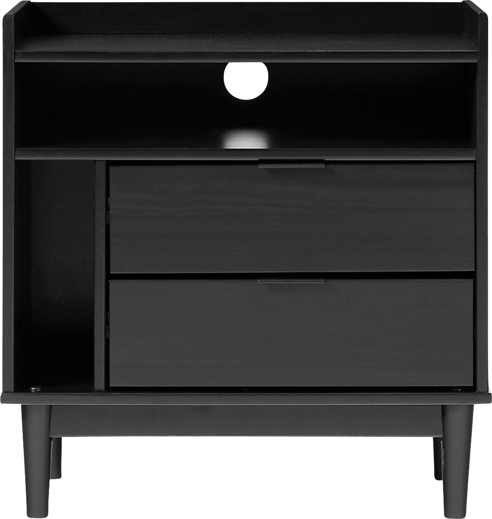 Symelo 2 Drawer Black Nightstand