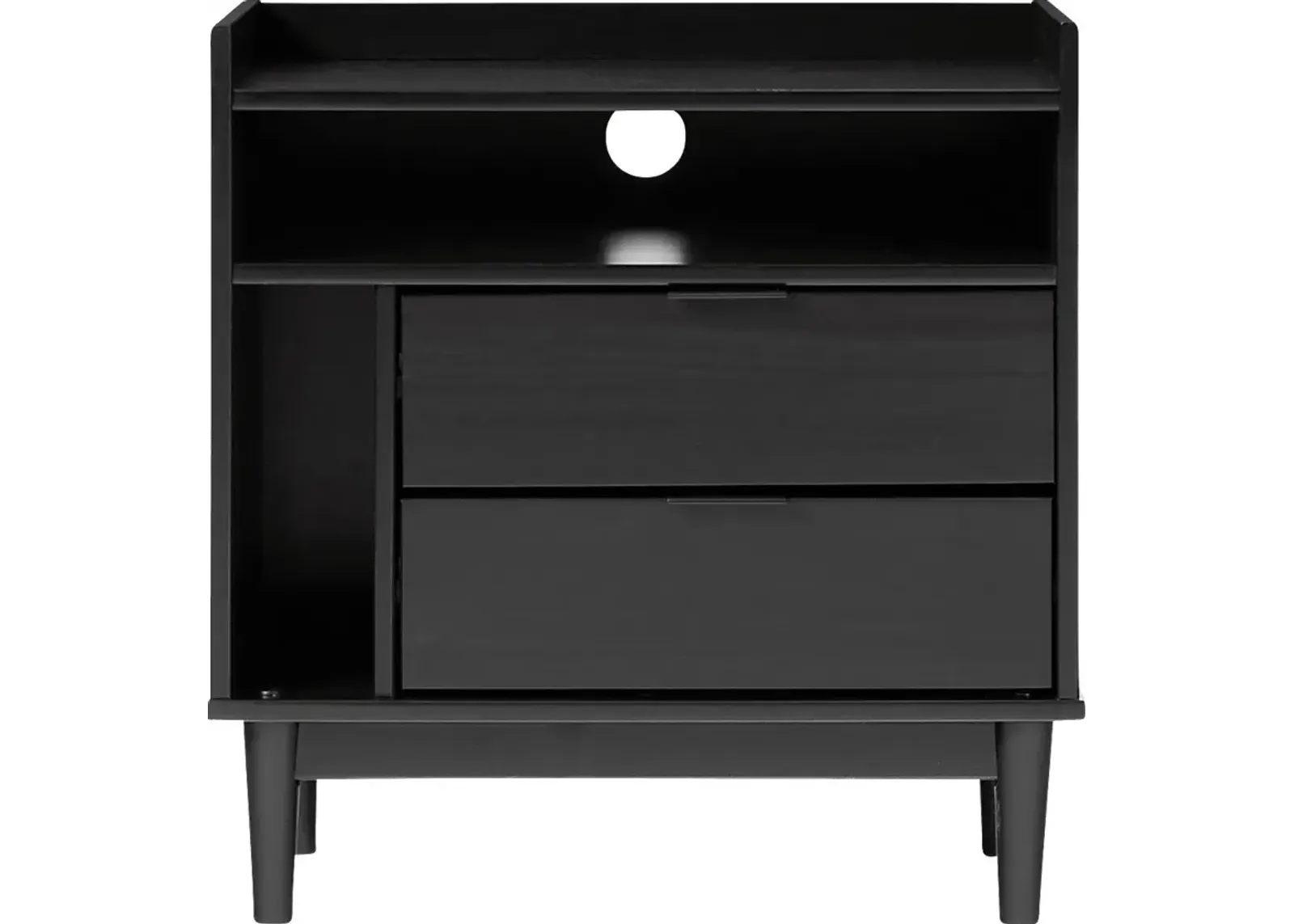 Symelo 2 Drawer Black Nightstand