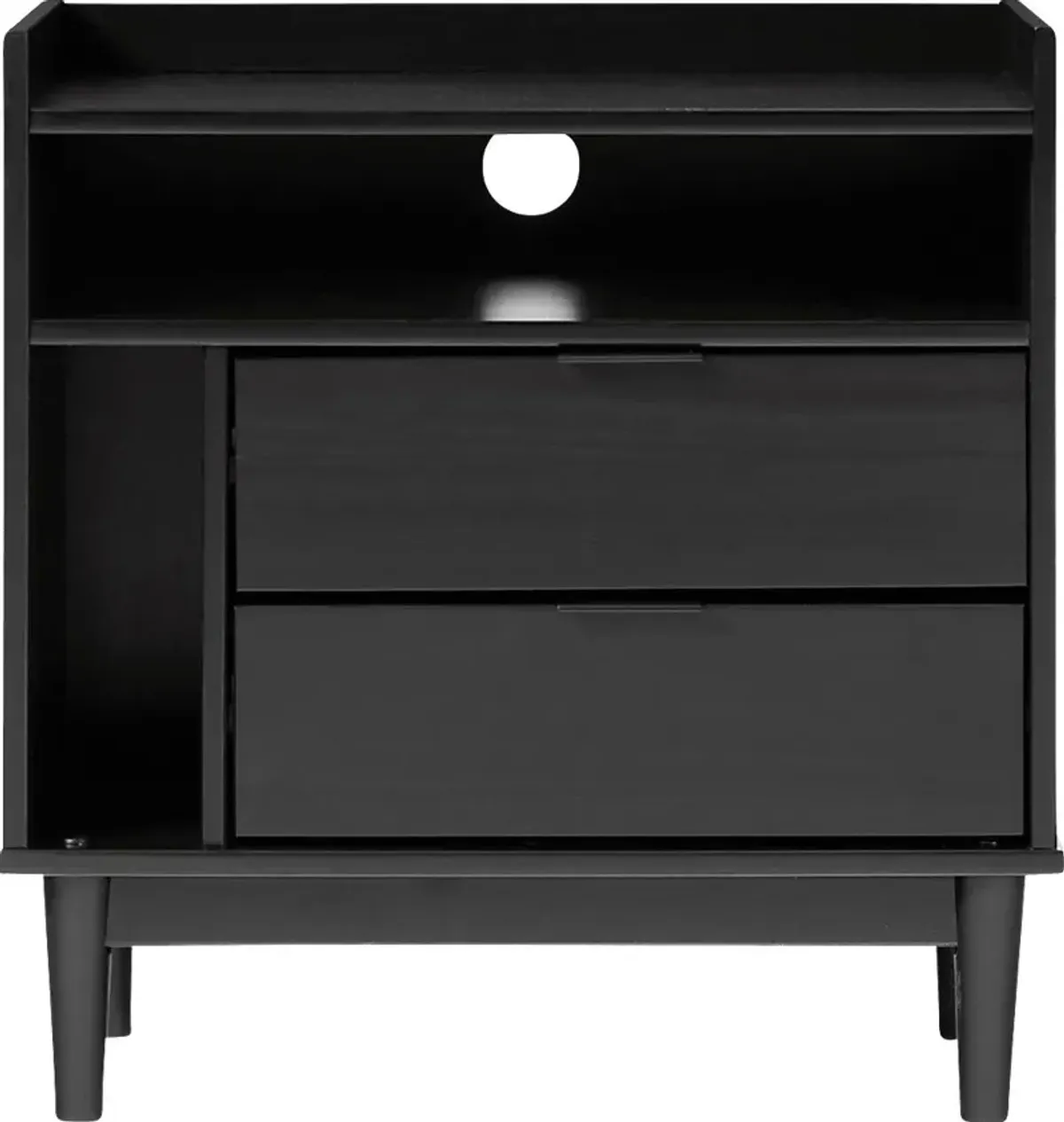 Symelo 2 Drawer Black Nightstand