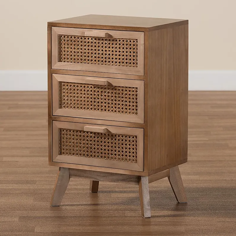 Ethelwyn Brown 3 Drawer Nightstand