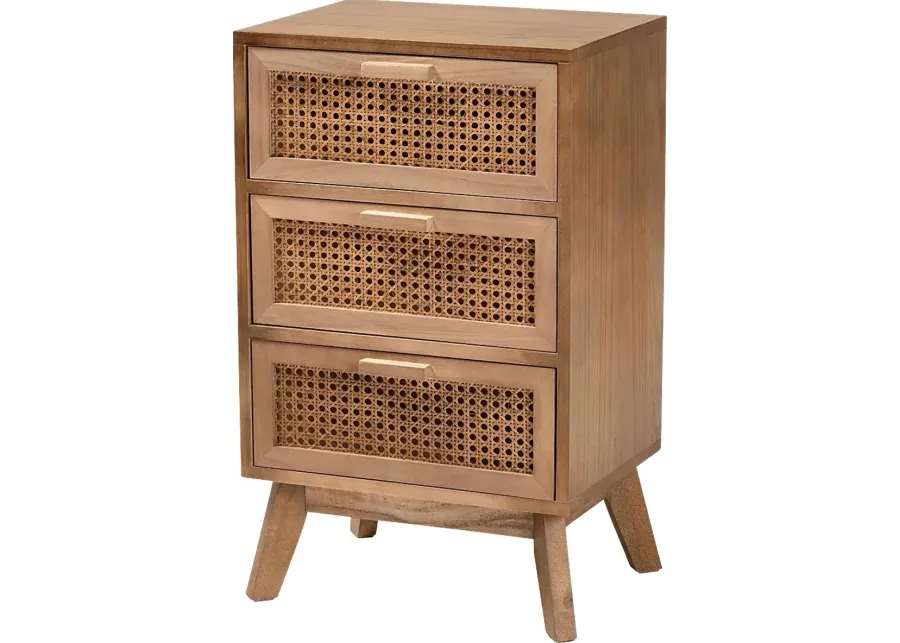 Ethelwyn Brown 3 Drawer Nightstand