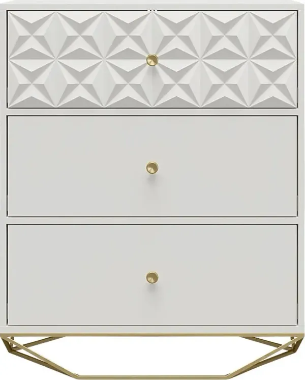 Carbore White 3 Drawer Dresser