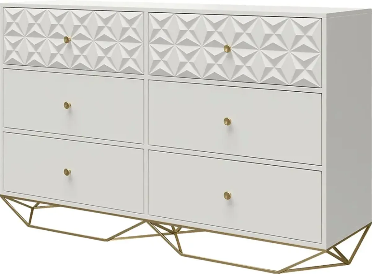 Carbore White 6 Drawer Dresser