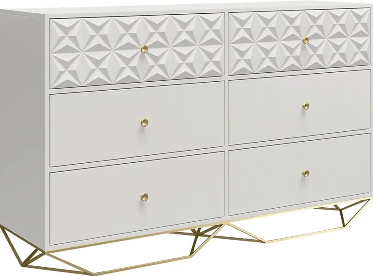 Carbore White 6 Drawer Dresser