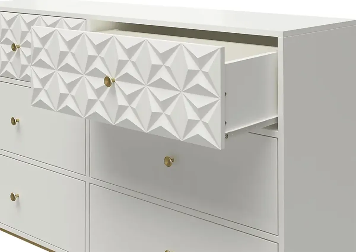 Carbore White 6 Drawer Dresser