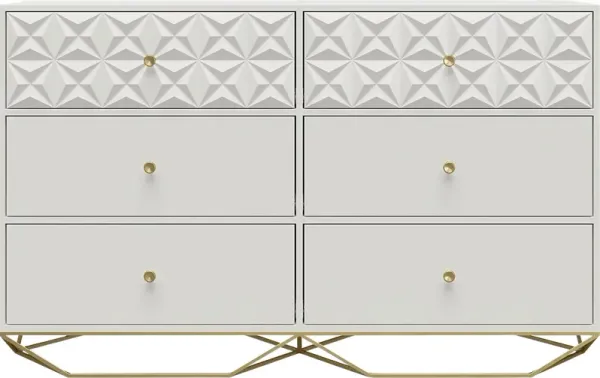 Carbore White 6 Drawer Dresser