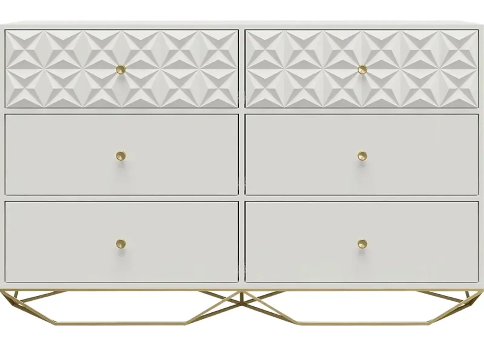 Carbore White 6 Drawer Dresser