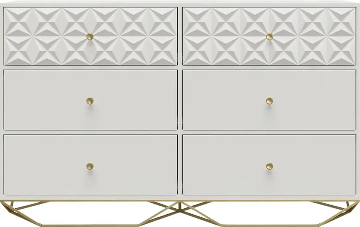 Carbore White 6 Drawer Dresser